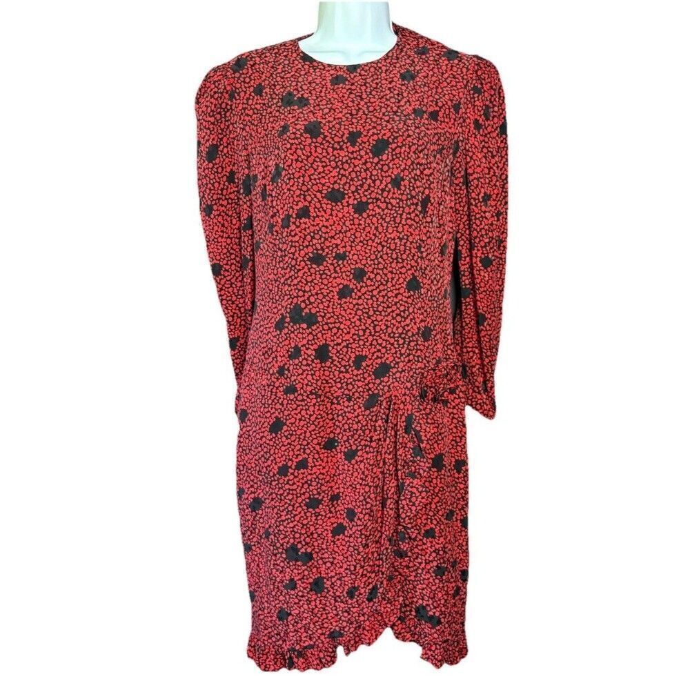 Escada Margaretha Ley Leopard Print Dress Size US8 GE38 Red Black Vintage